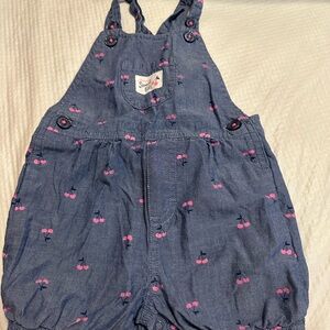 Blue Cherry Print Overalls
